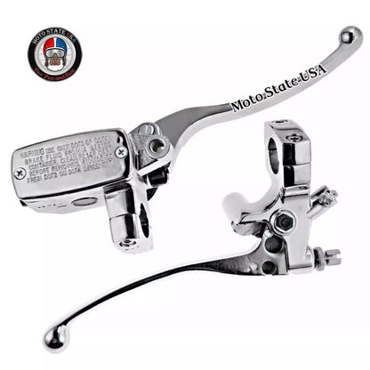 Chrome 1" Motorcycle Master Cylinder Front Brake & Clutch Levers Set For Harley