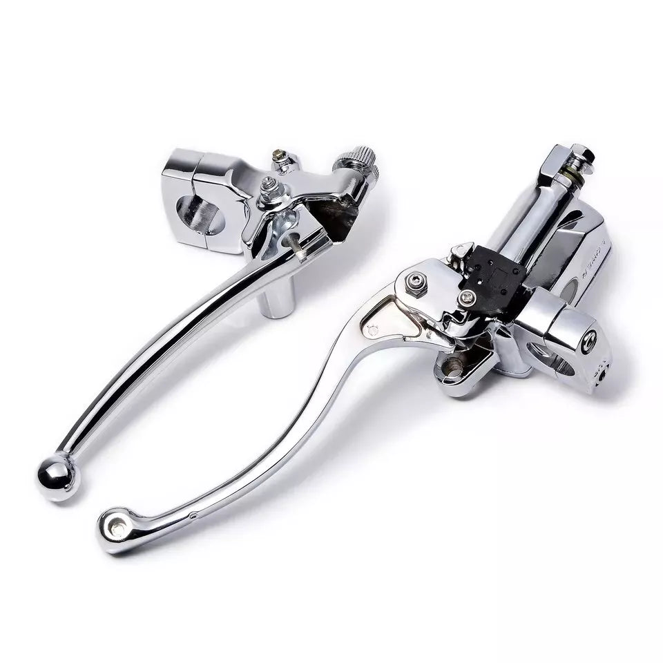 Chrome 1" Motorcycle Master Cylinder Front Brake & Clutch Levers Set For Harley